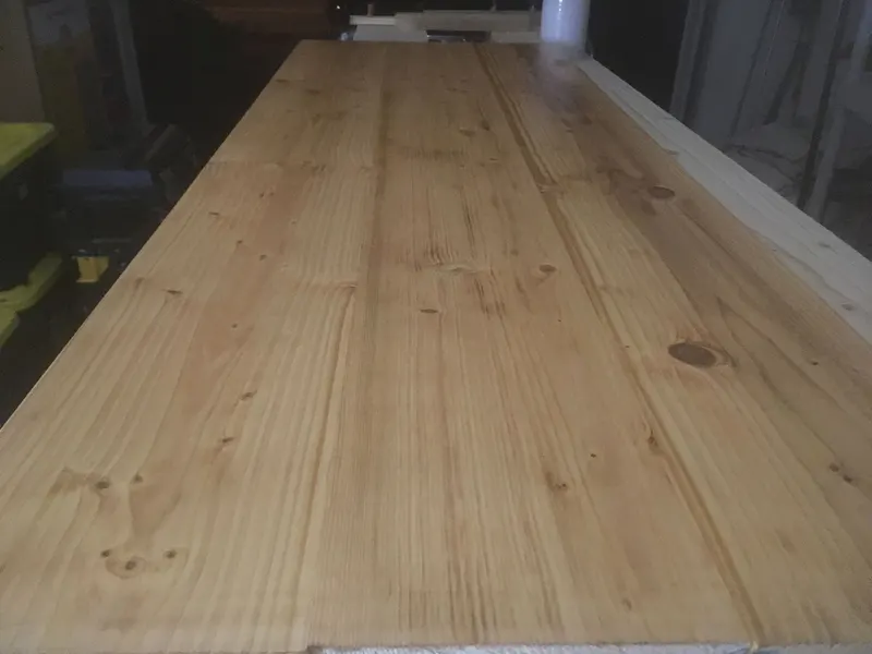 Finished pine countertop with a smooth sanded surface