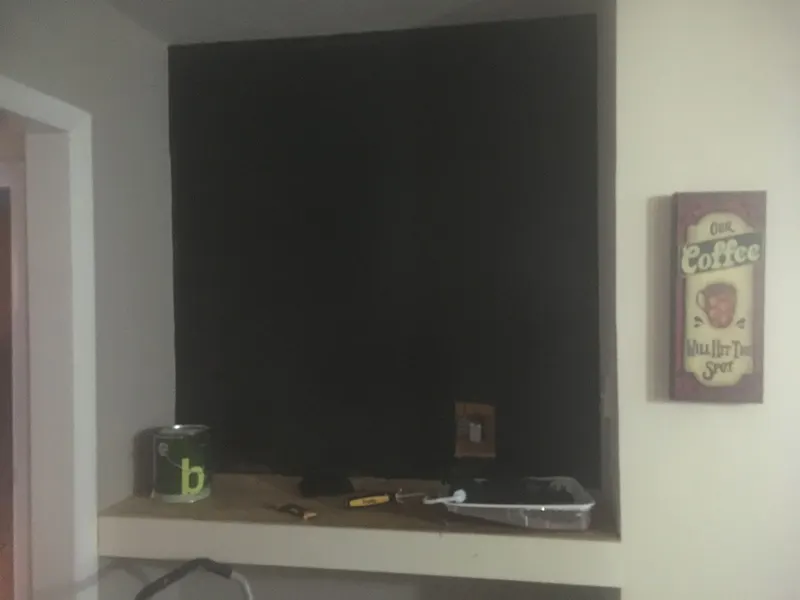 Wall niche painted dark before the accent wall goes in